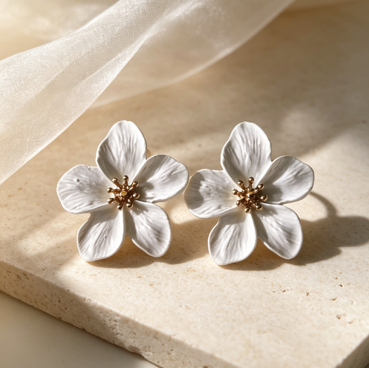 Ivory Blossom Stud Earrings