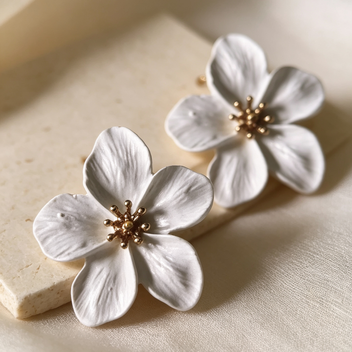 Ivory Blossom Stud Earrings