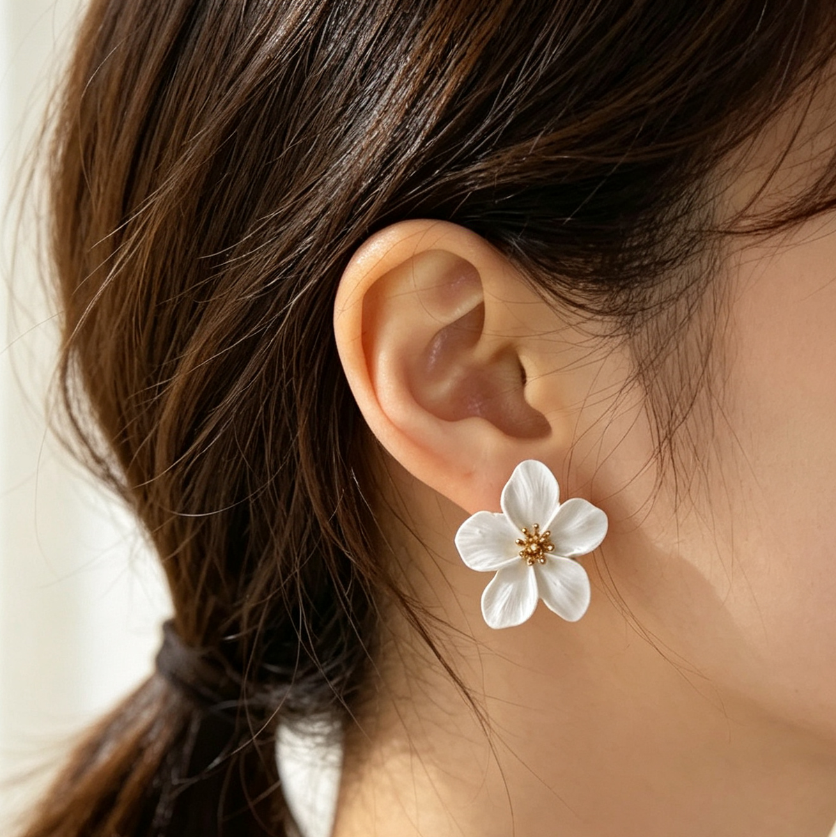 Ivory Blossom Stud Earrings