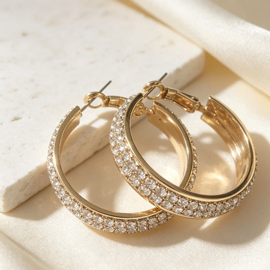Pavé Crystal Hoop Earrings