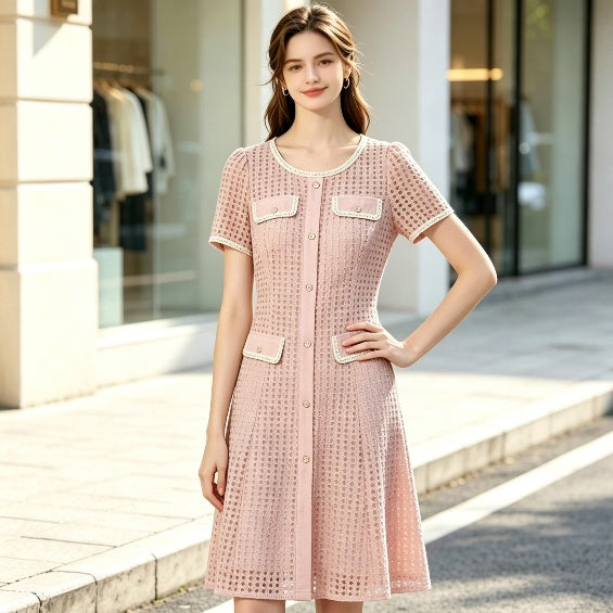 Elegant Pink Midi Dress