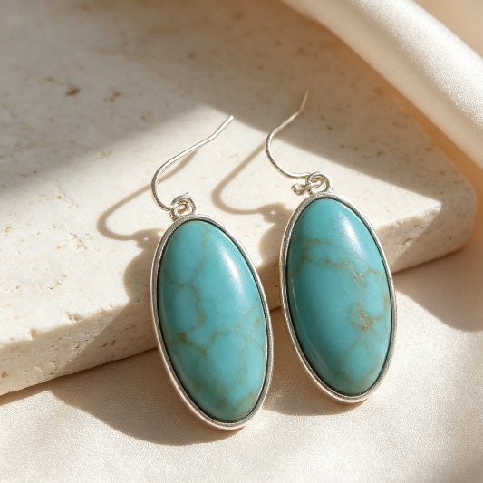 Turquoise Cabochon Drop Earrings