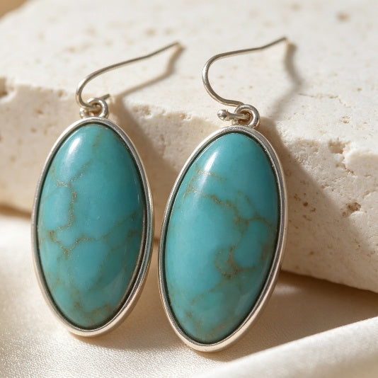 Turquoise Cabochon Drop Earrings