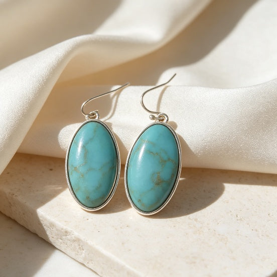 Turquoise Cabochon Drop Earrings