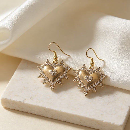 Gold-tone Heart And Star Drop Earrings