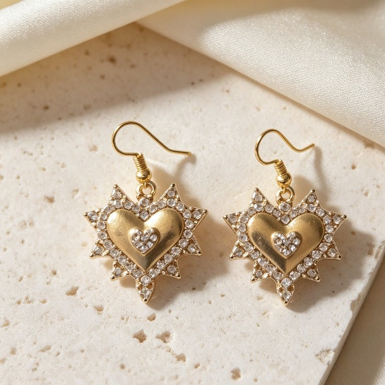 Gold-tone Heart And Star Drop Earrings