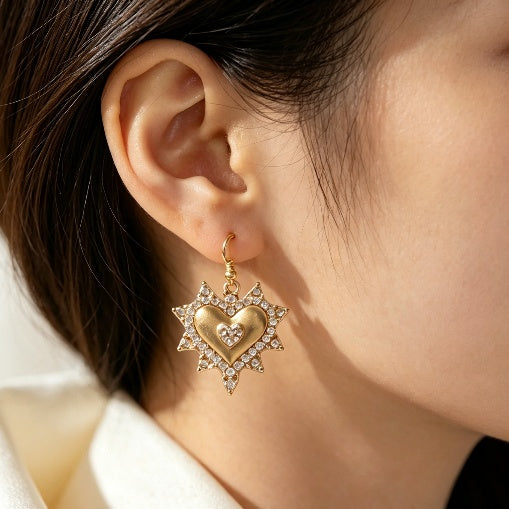 Gold-tone Heart And Star Drop Earrings