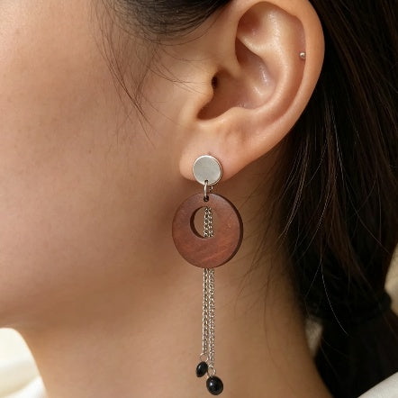 Wood-textured Statement Drop Earrings