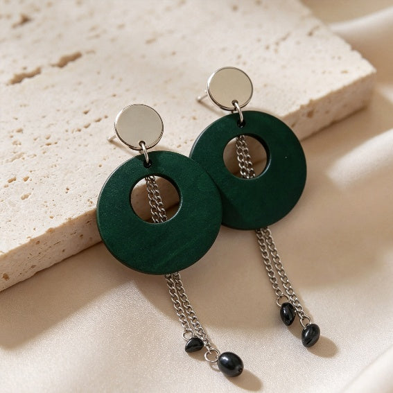 Wood-textured Statement Drop Earrings