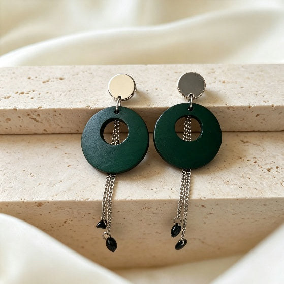 Wood-textured Statement Drop Earrings