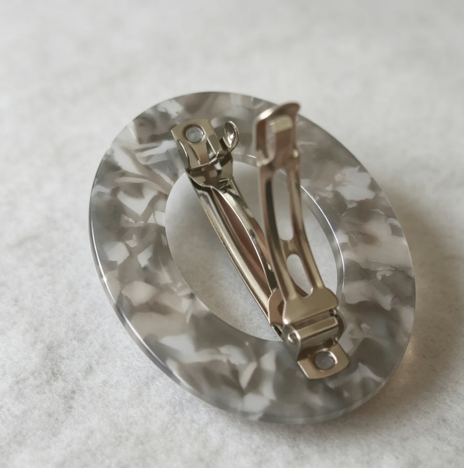 Marble Oval Hair Barrette