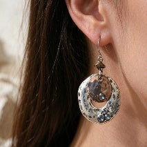 Mixed Metal Hammered Hoop Earrings